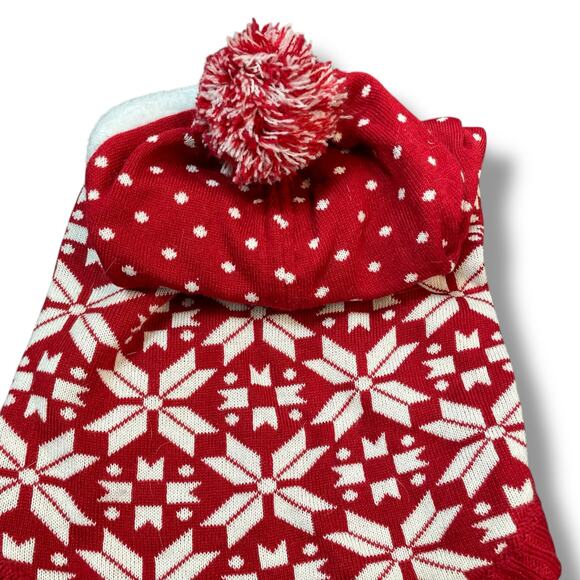 Blueberry Pet Dog Sz XL Hoodie Sweater Pom Nordic Festive Holiday Red White 16” - Picture 6 of 13